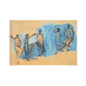  5 Studies of Cambodian Dancers by Auguste Rodin. Size 14 