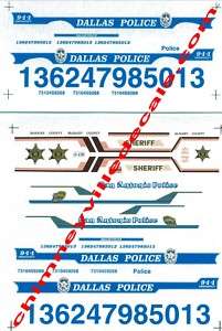 Chimneyville 1/43 Dallas & San Antonio Police Decals  