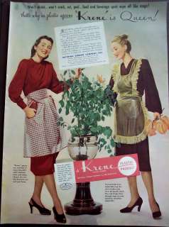 1946 Kreme Plastic Aprons for women vintage holiday ad  