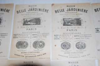 Lot Old Antique 1878 Belle Jardiniere Advertising Cards  