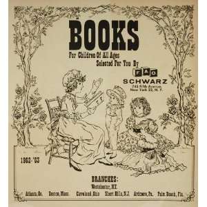  1962 Original Print Ad F.A.O. Schwarz Children Books Reading Girls 