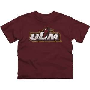 ULM Warhawks Youth Distressed Primary T Shirt   Maroon  