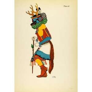   Tribal Dance Costume Deer Dancer Hopi   Original Lithograph Home