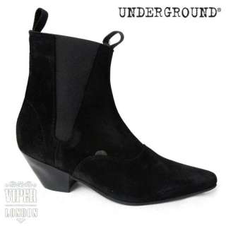 UNDERGROUND Suede Beatle/Chelsea Boot Cuban Heel UK7 12  