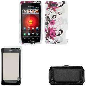  iFase Brand Motorola Droid 4 XT894 Combo Red Flower on 