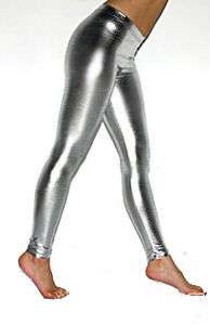 Silver American spandex shiny latex Legging Apparel M L  