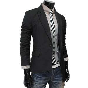 NJK2) THELEES Mens casual unbalance 1 Button slim jacket blazer coat 