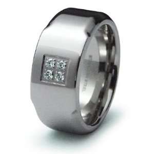  High End CZ Stainless Steel Wedding Band Ring 10mm, 13 