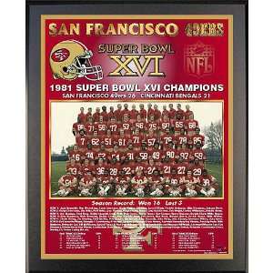   Super Bowl Xvi Champions 13X16 Team Picture Plaque  Black 13 X 16