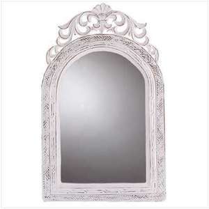 Distressed White Arched Top Shabby Wall Mirror, New  
