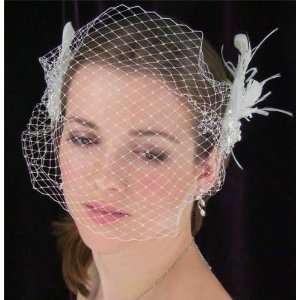  Sophisticated Birdcage Veil with Feather Wedding Hair 