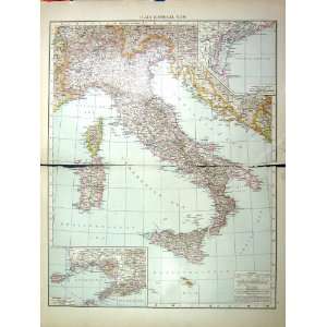  ITALY GENERAL ANTIQUE MAP c1897 ENVIRONS NAPLES MALTA 