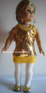 Doll Clothes fits American Girl OOH LA LA Gold Sequin HOLIDAY 3 Piece 