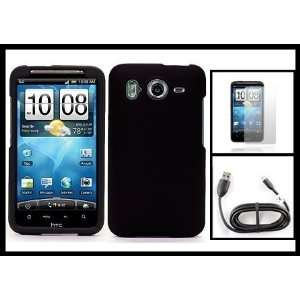 Black Rubberized Snap On Hard Skin Case Cover for HTC Inspire 4G Phone 