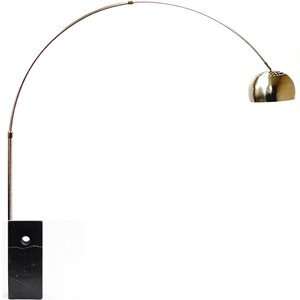  Arco Style Lamp with Large Black Cube Marble Base