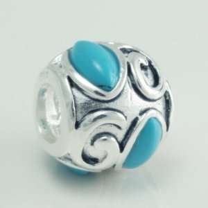  Turquoise Nuggets Sterling Silver Bead 