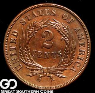1864 Two Cent Piece LARGE MOTTO NEAR GEM BU++ ** DELIGHTFUL RED 