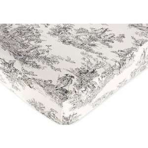   Toile Collection Fitted Crib Sheet   Toile Print by JoJo Designs White