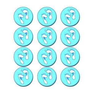 BABY FOOTPRINTS BLUE   Sheet of 12   Sticker Decal   #S191