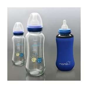  Momo Baby 8oz 3 Pack Glass Baby Bottles and Thermal Hugger Baby