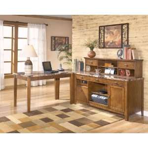  Small Leg Desk w/ Large Credenza & Large Low Hutch by 