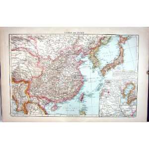   Map C1893 China Japan Peking Taiwan Hondo Yezo Tongking Burma Home