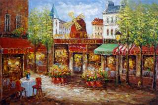   Rouge Cafe Bistro Eiffel Louvre Arc Notre Wine Art Painting  