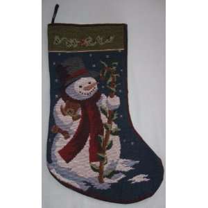   Style Christmas Stocking with Navy & Green Background 