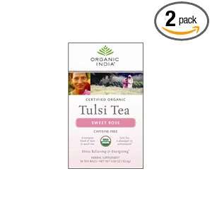  Organic India Tulsi Tea Raspberry Peach, 18 Count (Pack of 