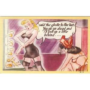  12 Vintage Girl in Girdle Comic Linen Postcards Unused 