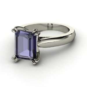  Julianne Ring, Emerald Cut Iolite 14K White Gold Ring 