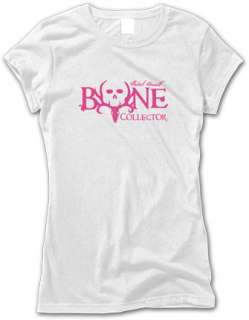 Ladies BONE COLLECTOR LOGOD ~ White & Pink Tee T Shirt  