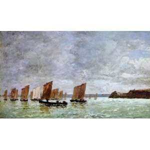   Fishing Boats off the Shore, By Boudin Eugène 