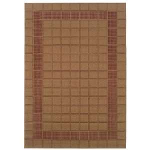  OW Sphinx Lanai Beige / Red Squares Rug 53 Round (880O8 