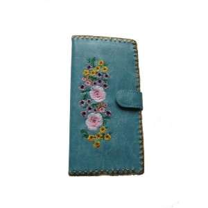  Wallet  Flower Emb. Wallet / Blue 