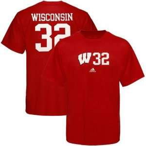adidas Wisconsin Badgers #32 Cardinal Tryout T shirt  