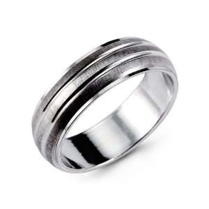    True Modern Brushed Solid 14k White Gold Wedding Band Jewelry