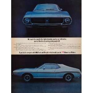 1970 Ad Blue Javelin American Motors Car Automobile   Original Print 
