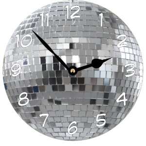  Rikki KnightTM Silver Disco Ball Art Large 11.4 Wall Clock 