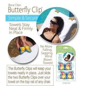 Boca Butterfly Towel Clips   holds your towel in place   Blue & Green