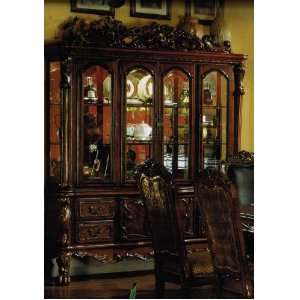  China Cabinet Buffet Hutch in Brown Cherry Finish