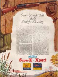 1956 Winchester Western SHOTGUN SHELL BOX Vintage 50s Hunting Ad 