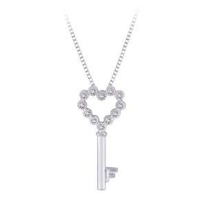   08 ct. Diamond Key to My Heart Pendant with Chain Katarina Jewelry
