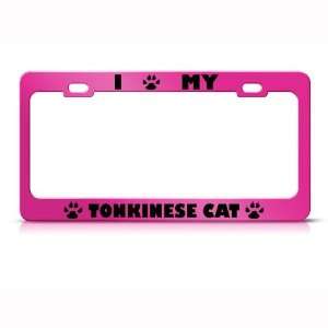  Tonkinese Cat Pink Animal Metal license plate frame Tag 
