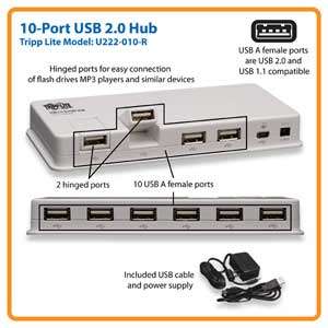  Tripp Lite U222 010 R USB 2.0 Hi Speed Hub 10 Port with 2 