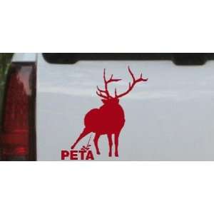  6.4in X 6in Red    Pee On PETA Hunting And Fishing Car 