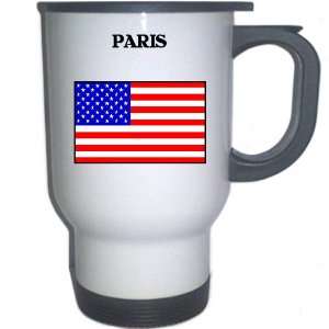  US Flag   Paris, Texas (TX) White Stainless Steel Mug 