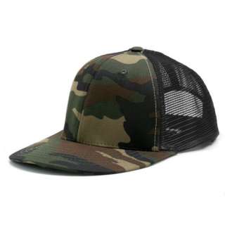 CAMO / BLACK 6 PANEL MESH TRUCKER BASEBALL CAP HAT CAPS  