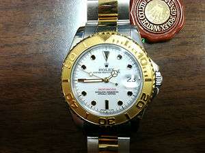 Mens Ladies Unisex Two Tone Rolex Yaughtmaster White Dial  