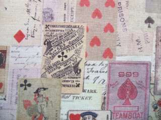 Kokka Trefle Brownie Vintage Playing Card Fabric 1/2 YD  